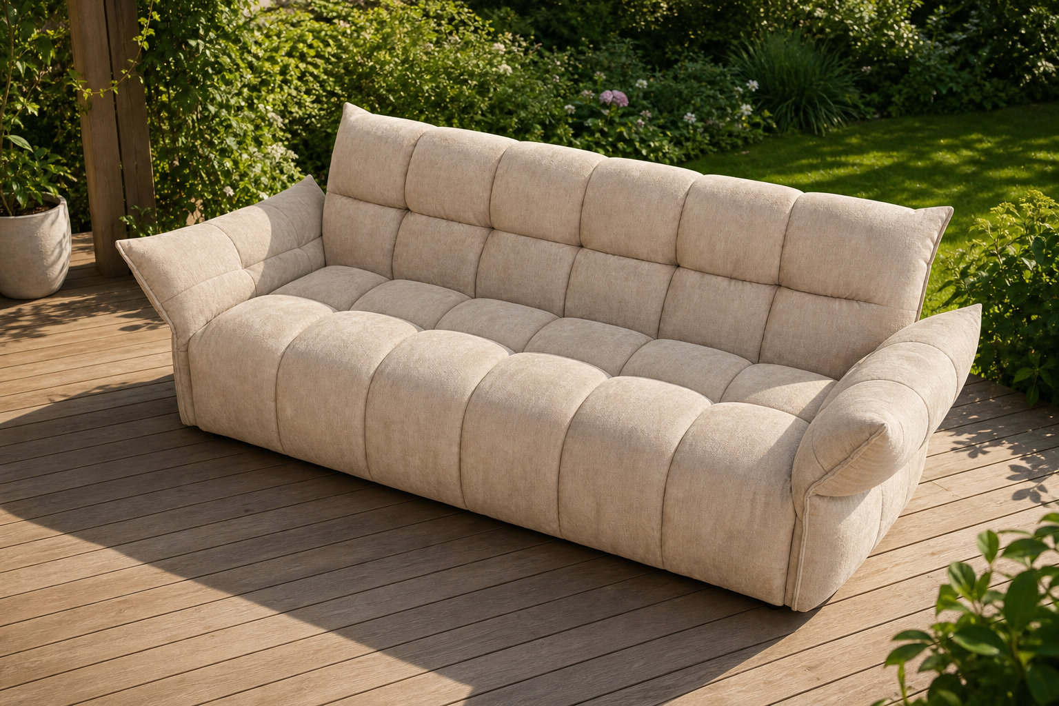 Canapé nuage convertible clic-clac HAKEMO en chenille beige