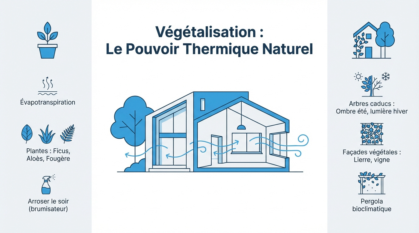 Plantes d'intérieur et végétalisation de façade pour rafraîchir naturellement la maison