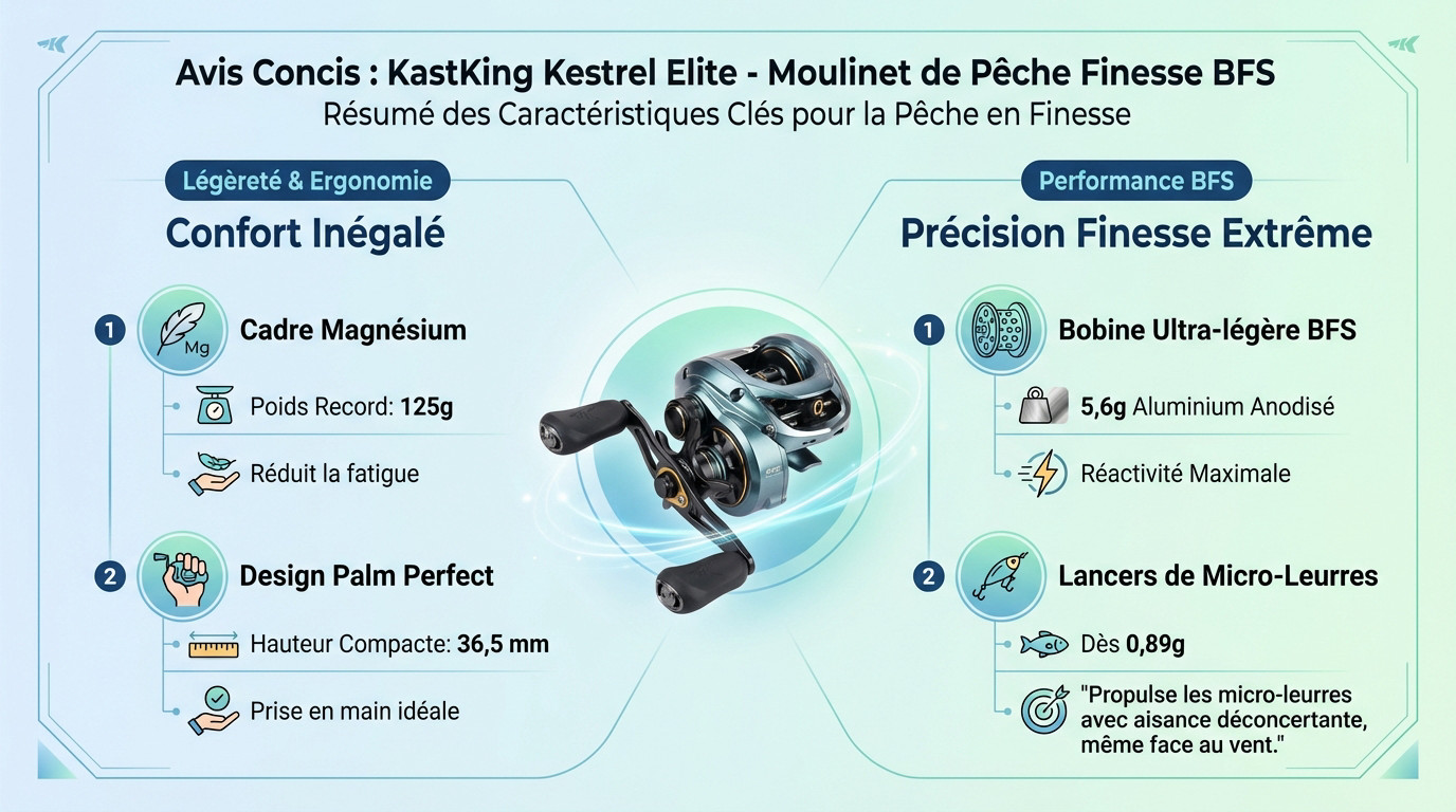 KastKing Kestrel Elite BFS moulinet casting ultra-léger en magnésium pour pêche finesse