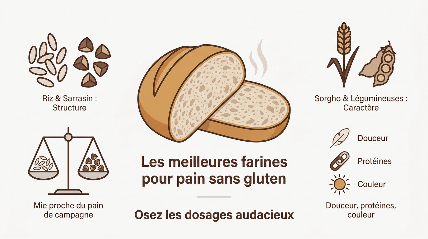 Sélection de farines de riz et de sarrasin pour la panification sans gluten