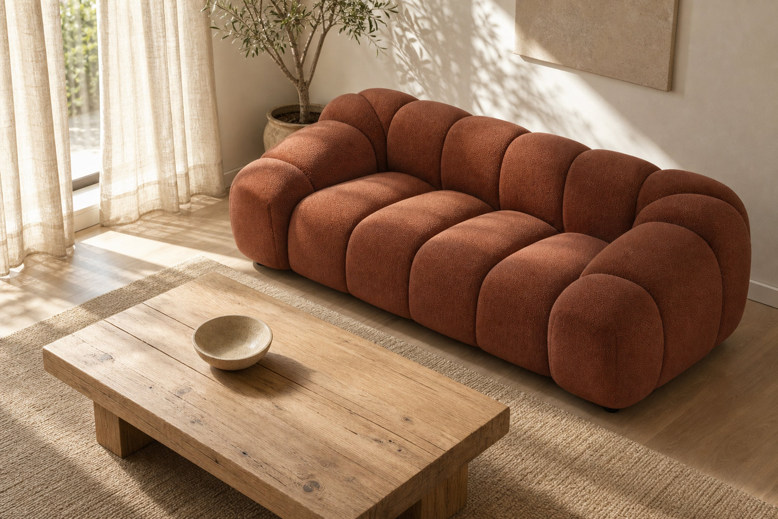Canapé nuage AVA en velours texturé terracotta