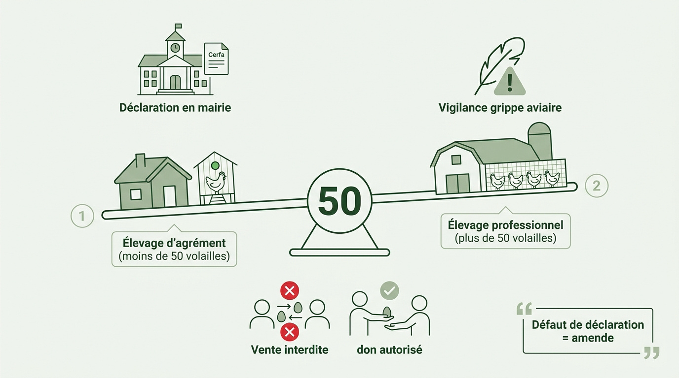 Comparaison entre élevage de poules d'agrément et élevage professionnel