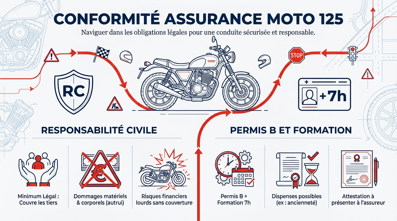 Contrôle des documents d'assurance et de conformité pour une moto 125cc