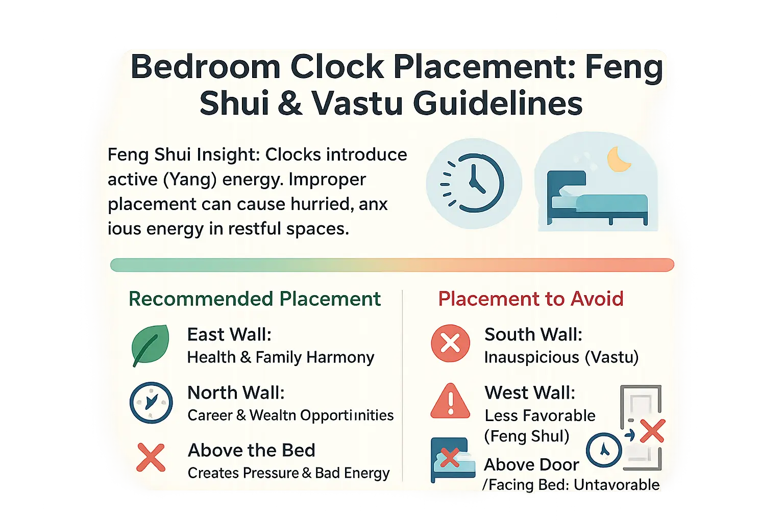 Bedroom clock placement guidelines