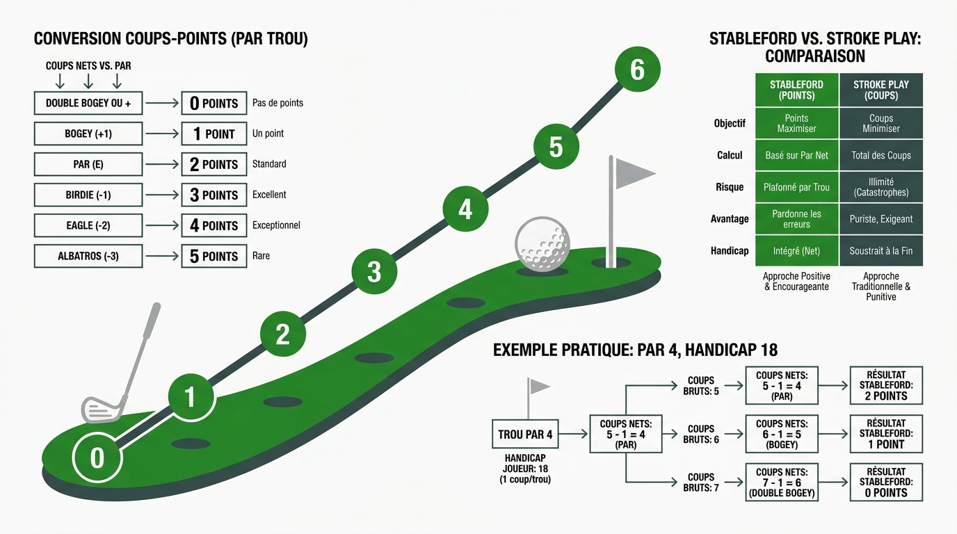 Infographie explicative du système de comptage Stableford au golf