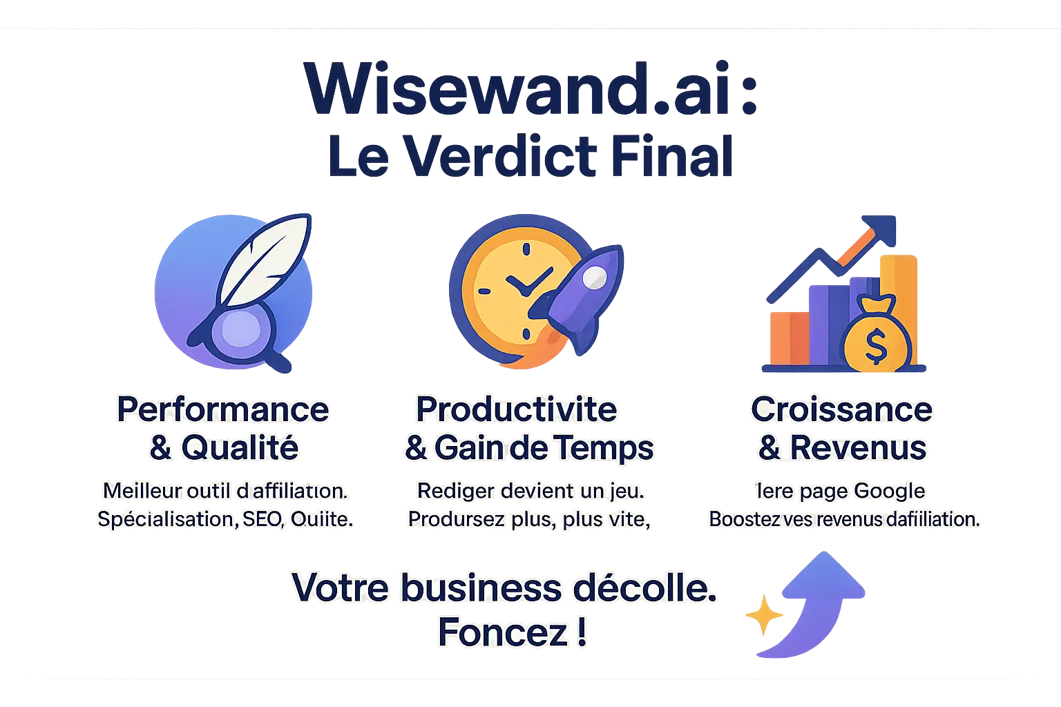 Capture d'écran du tableau de bord de Wisewand.ai montrant les résultats de positionnement SEO