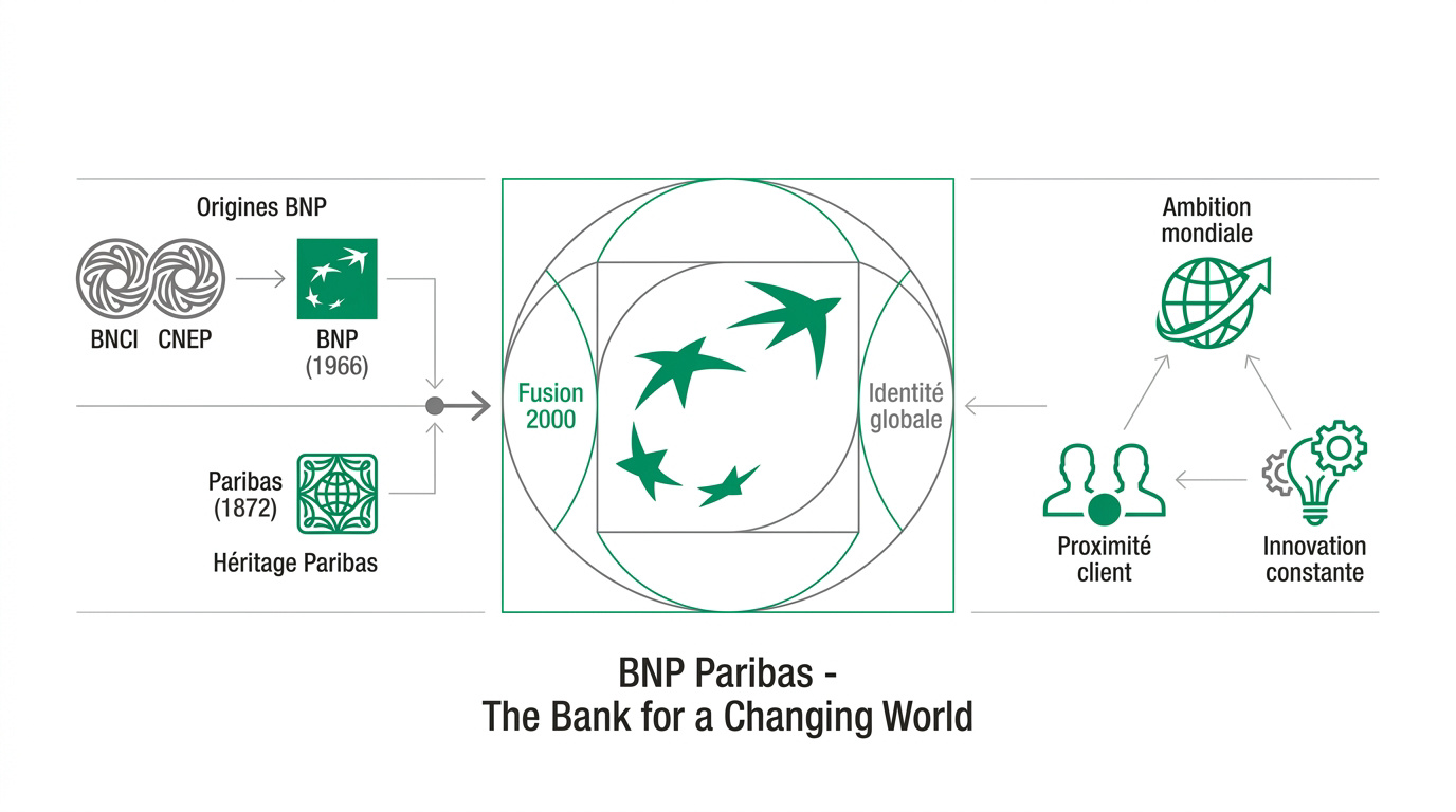 Logo BNP Paribas symbolisant la courbe d'envol et la transformation du groupe bancaire