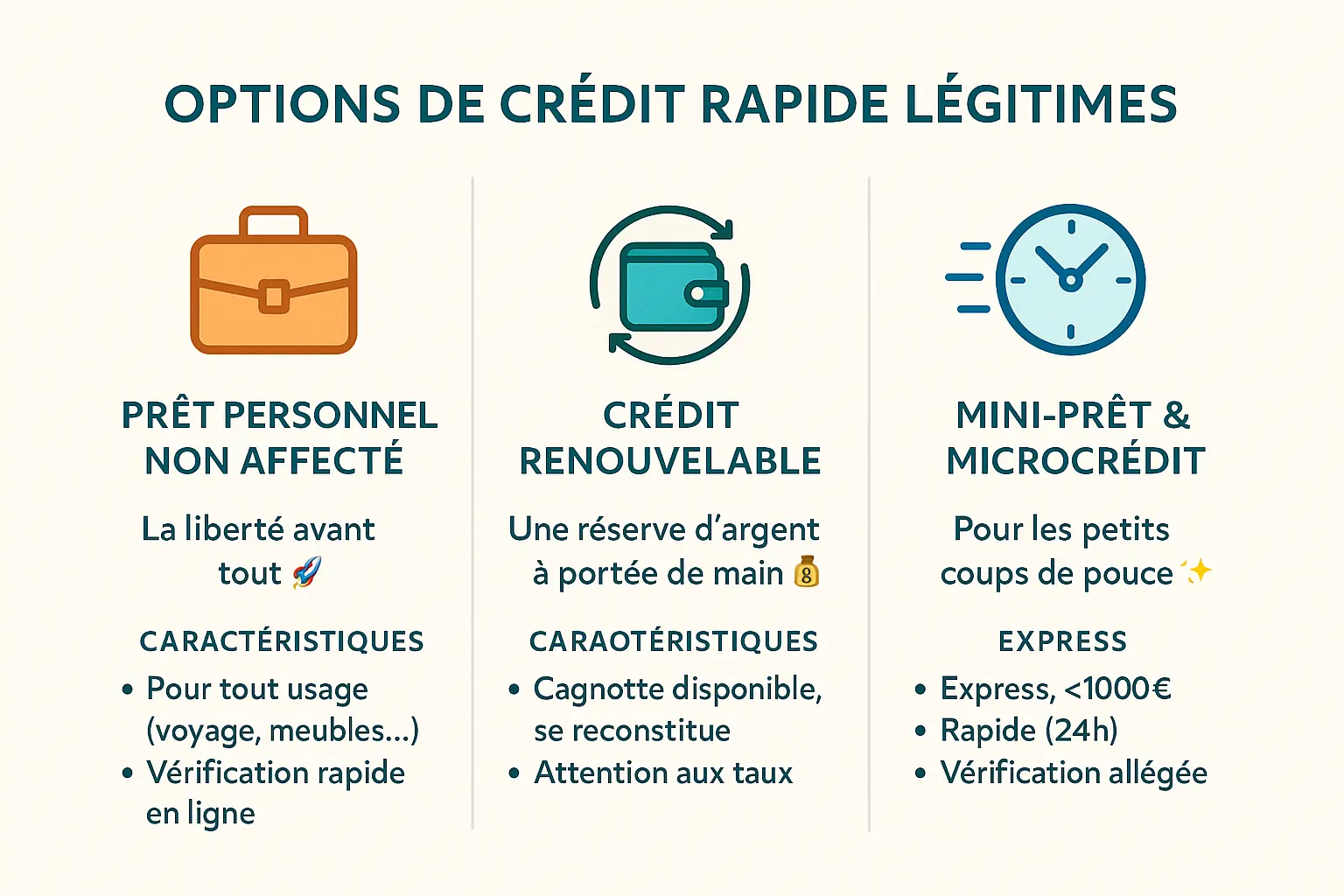 Illustration des options de crédit rapide et légitimes