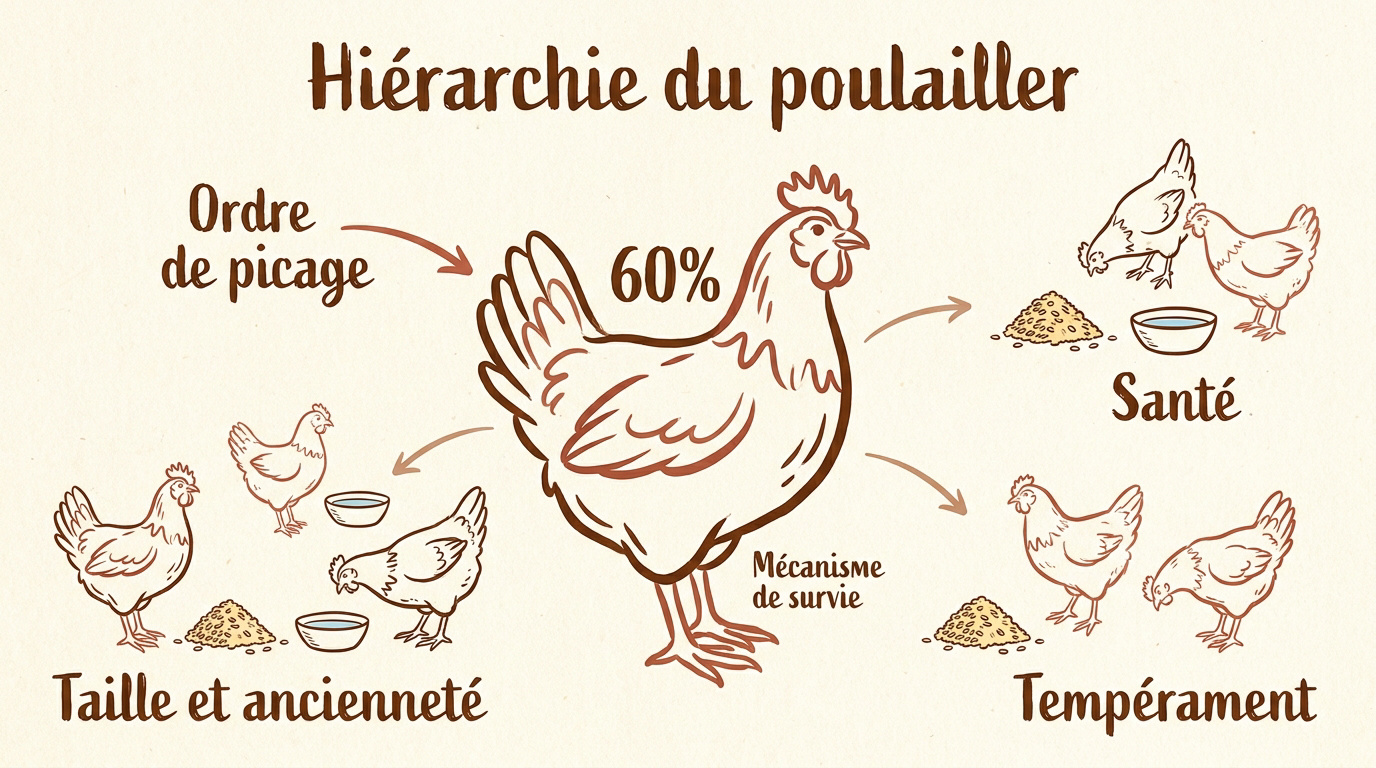 Schéma de la hiérarchie sociale dans un poulailler