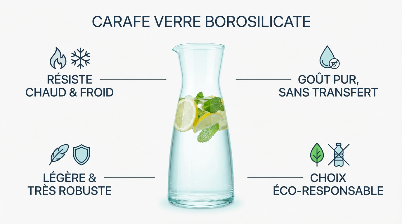 Carafe en verre borosilicate transparente avec infusion de fruits frais