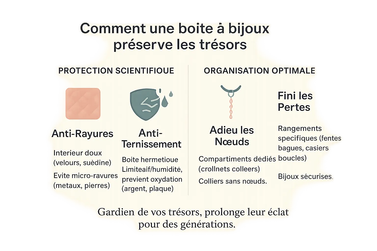 Boîte à bijoux en velours ouverte avec rangement organisé