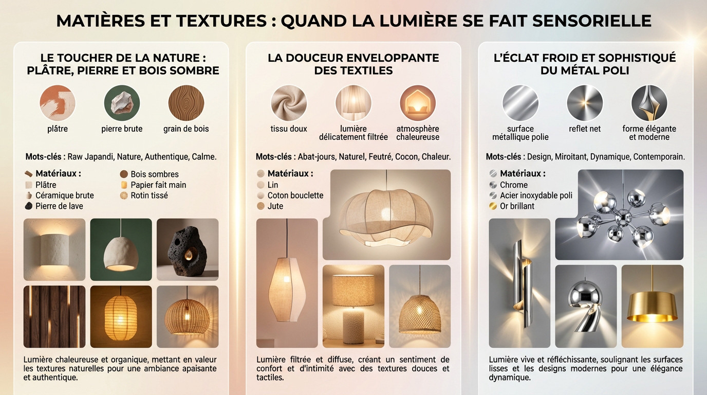 Suspension design texture brute et organique tendance 2026