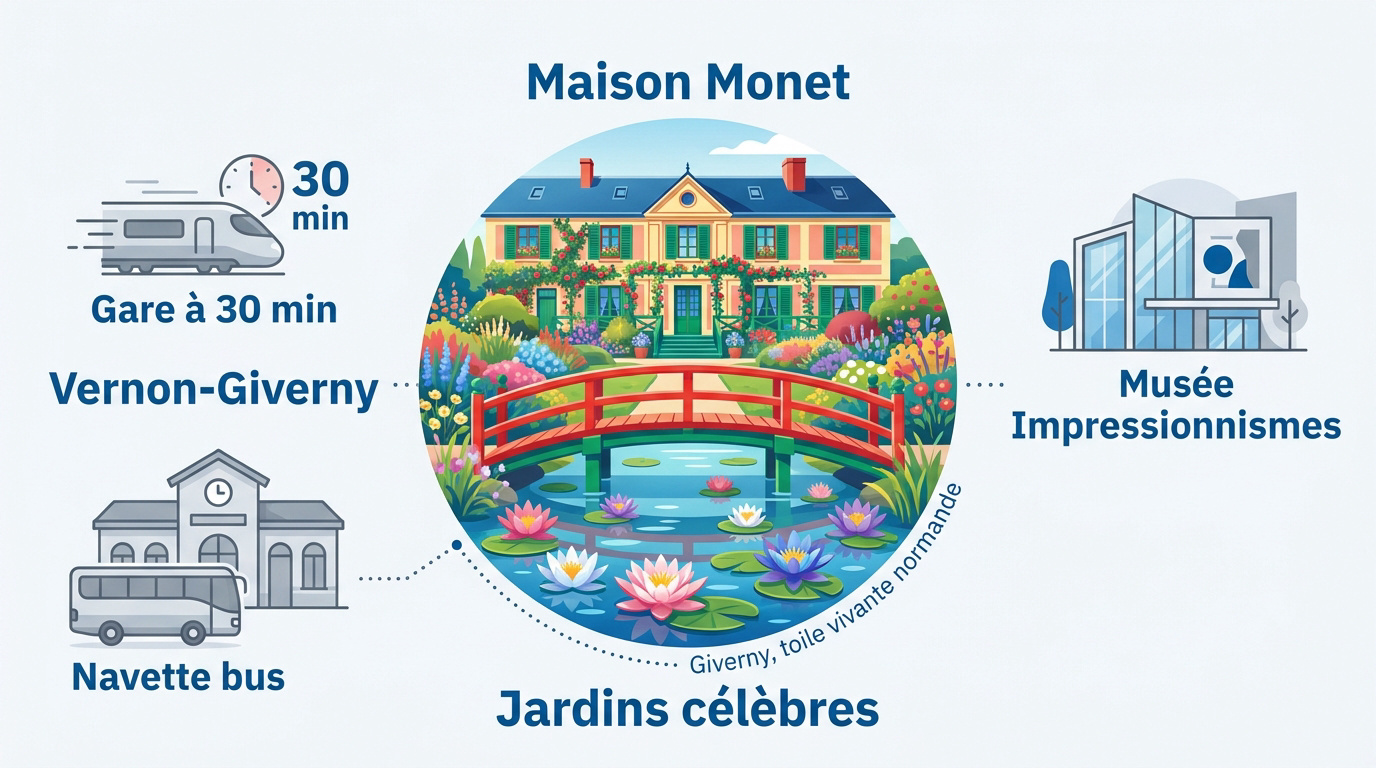 Jardins de Claude Monet à Giverny avec le célèbre pont japonais et les nymphéas