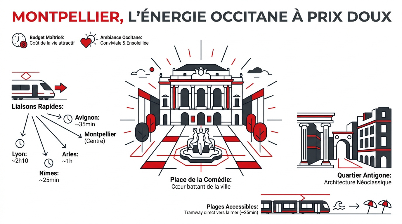 Vue de la place de la Comédie et du centre historique de Montpellier