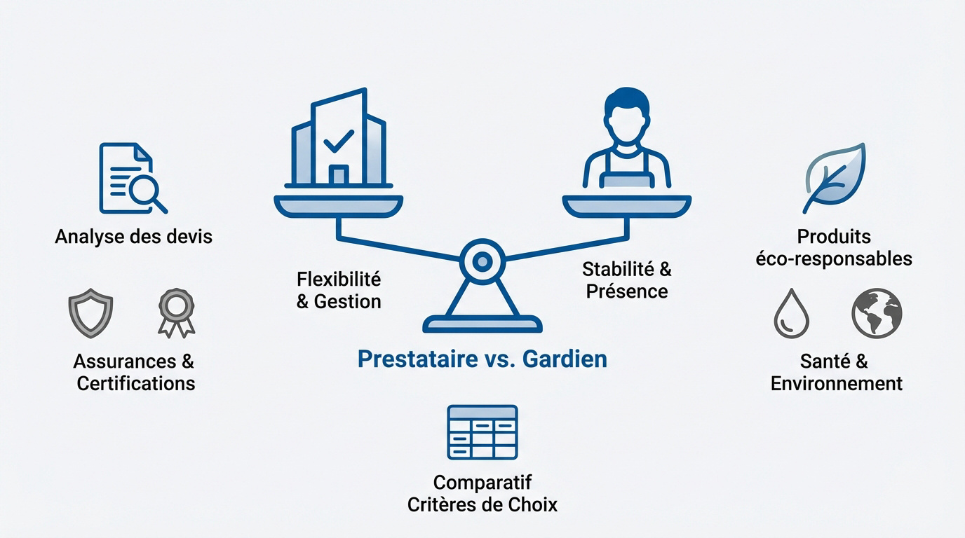 Comparaison entre une entreprise de nettoyage et un gardien d'immeuble pour l'entretien d'une copropri&eacute;t&eacute;