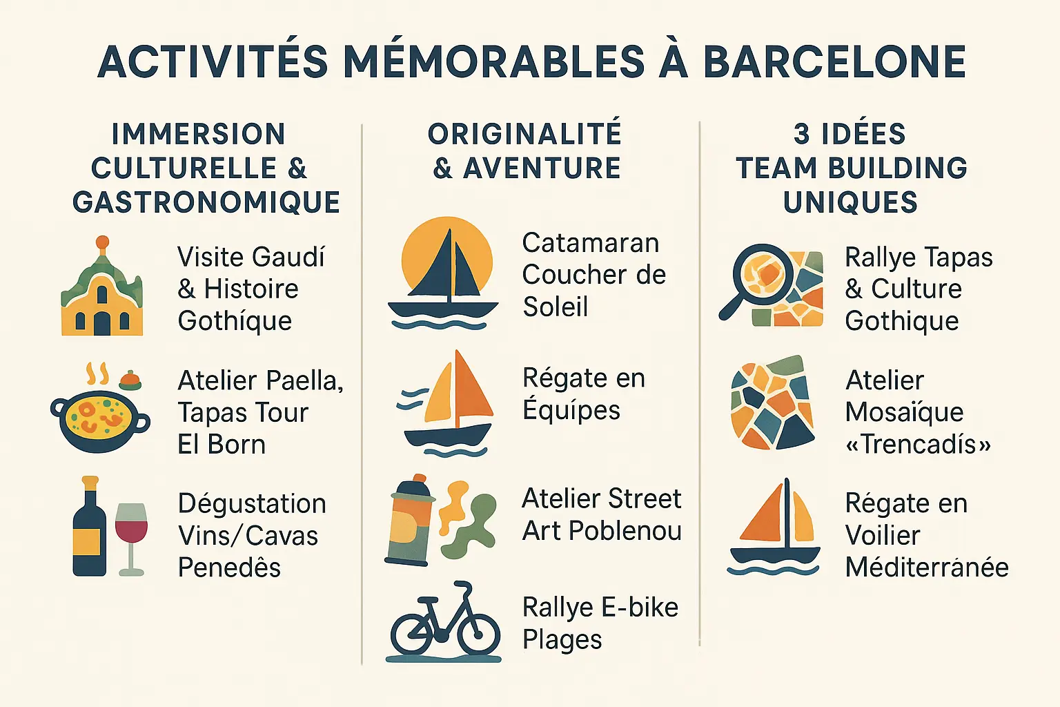 Équipe participant à une activité de team building à Barcelone