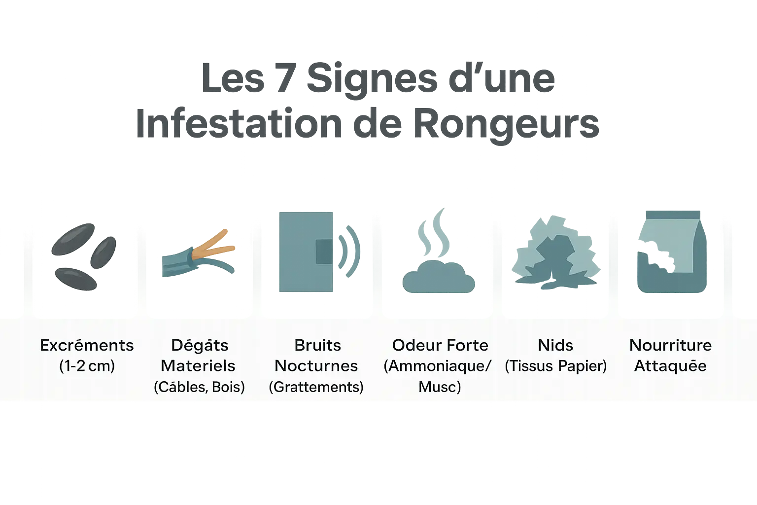 Illustration des signes d'infestation de rongeurs