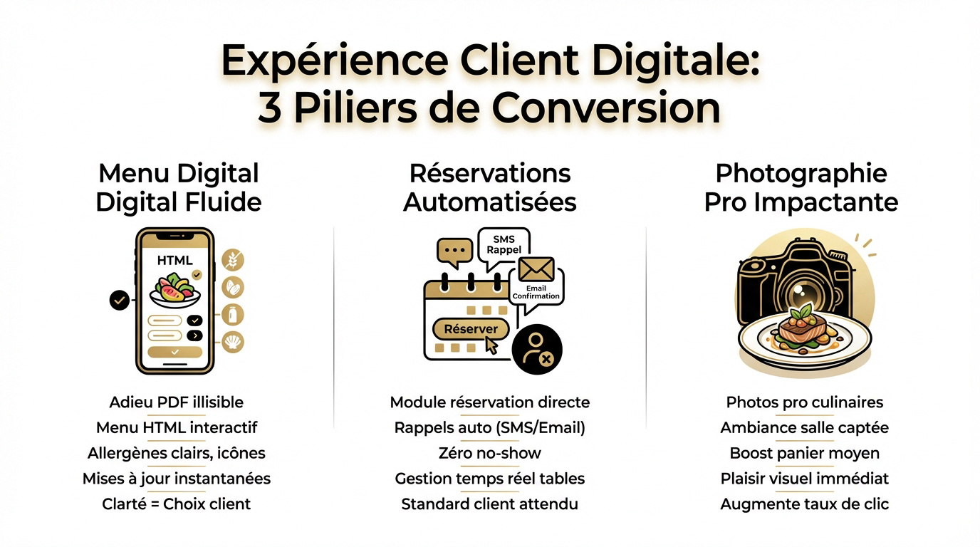 Trois piliers de conversion pour l'expérience client digitale d'un restaurant