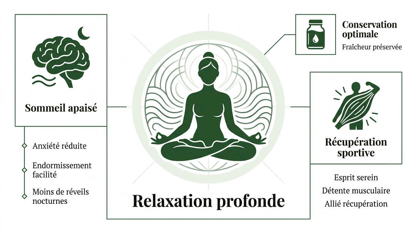 Représentation visuelle de la relaxation profonde et du bien-être par le CBD