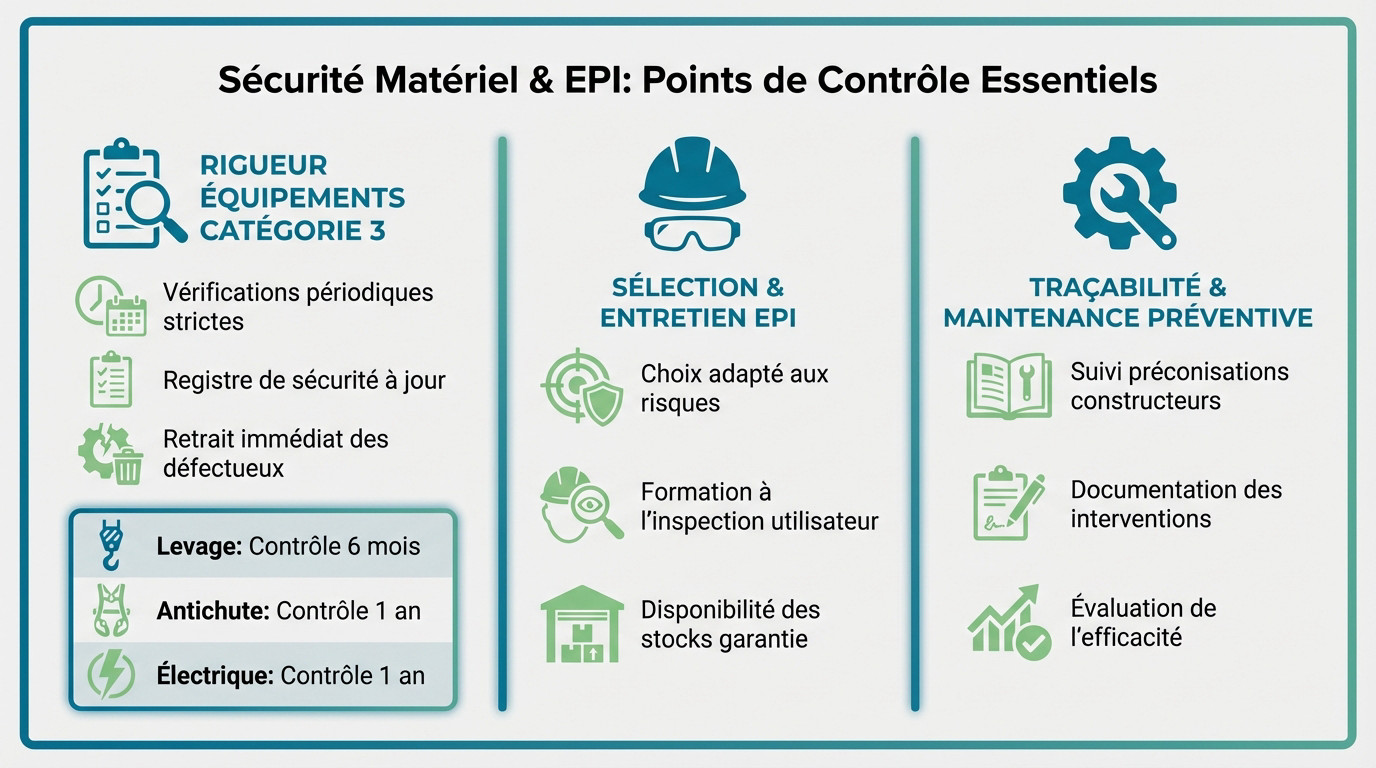 Contrôle et maintenance des équipements de sécurité et EPI pour la certification MASE