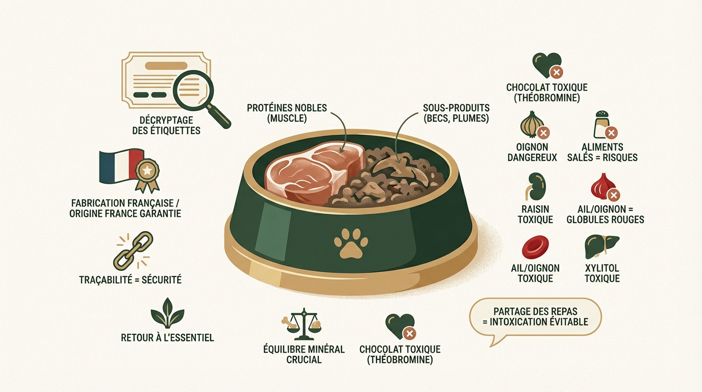 Sélection d'ingrédients naturels et sains pour l'équilibre nutritionnel du chien