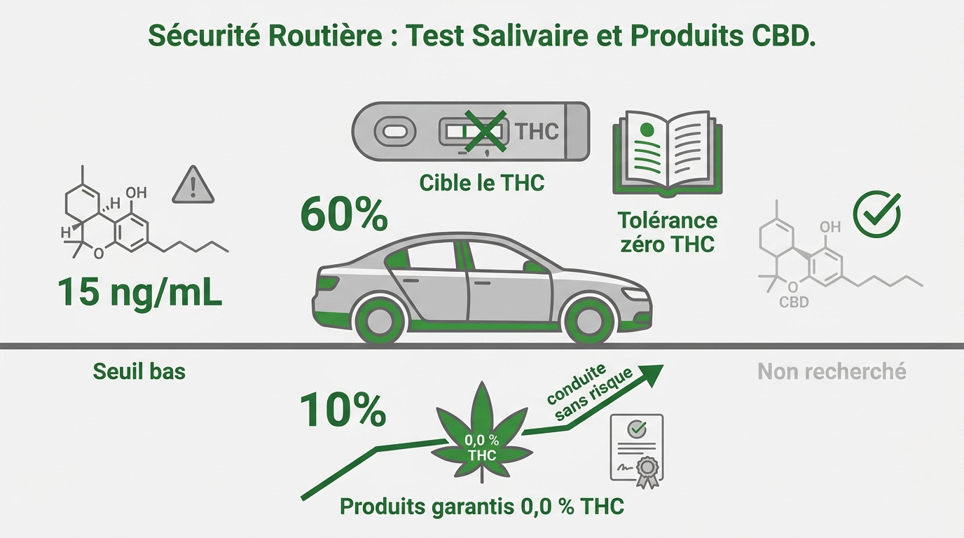 Contrôle routier avec test salivaire et produits CBD sans THC