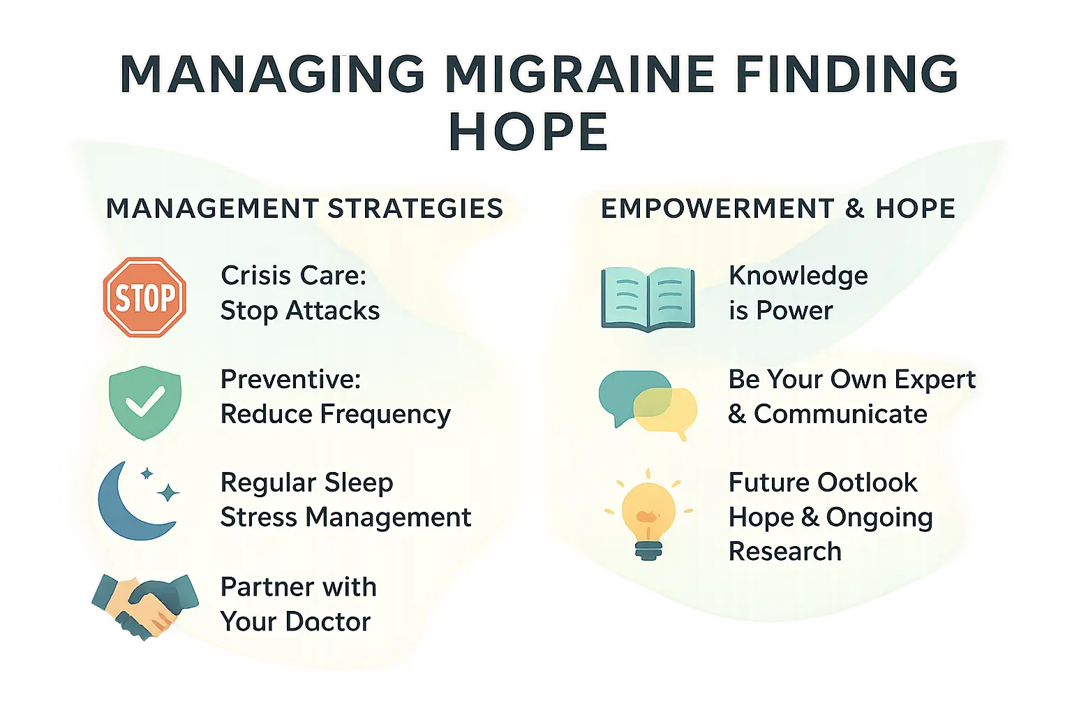 Migraine management strategies and hope infographic