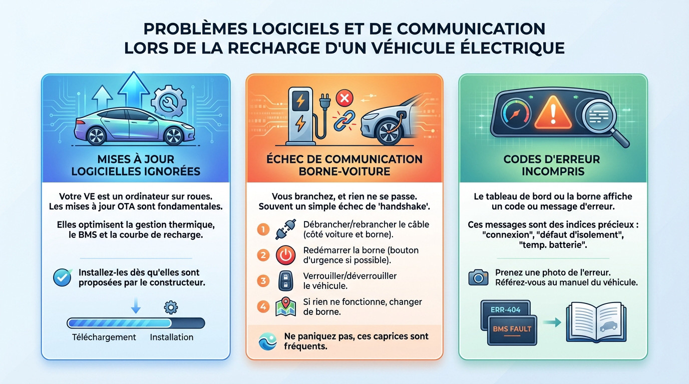 Illustration d'un échec de communication lors de la recharge d'une voiture électrique