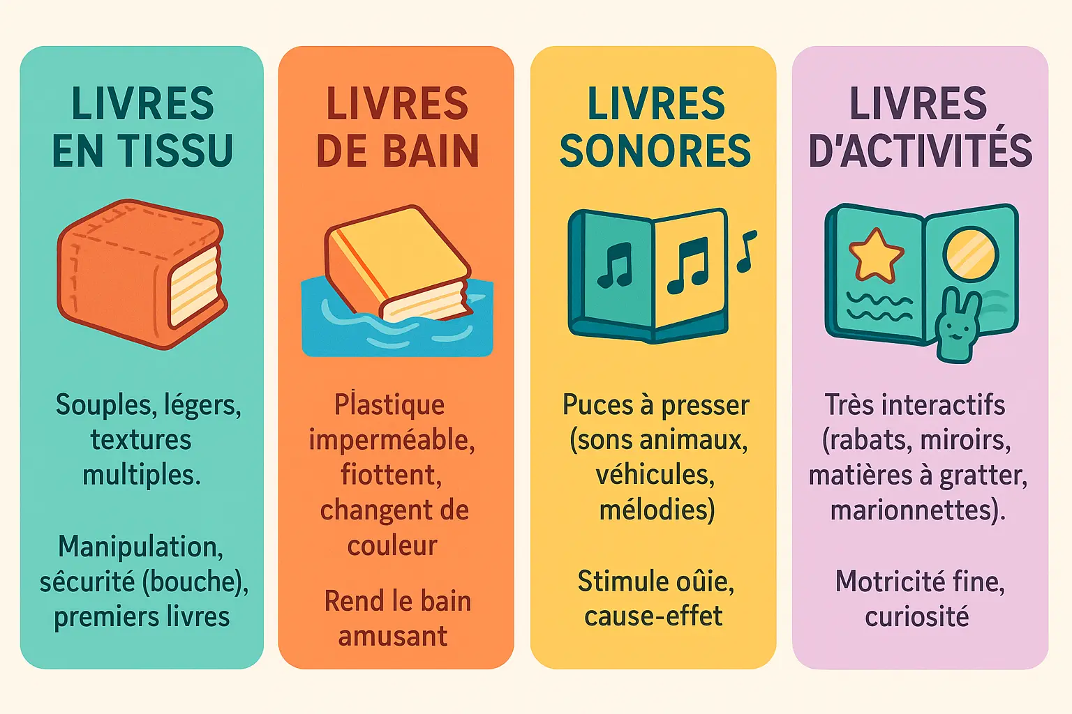 Différents types de livres d'éveil pour bébé