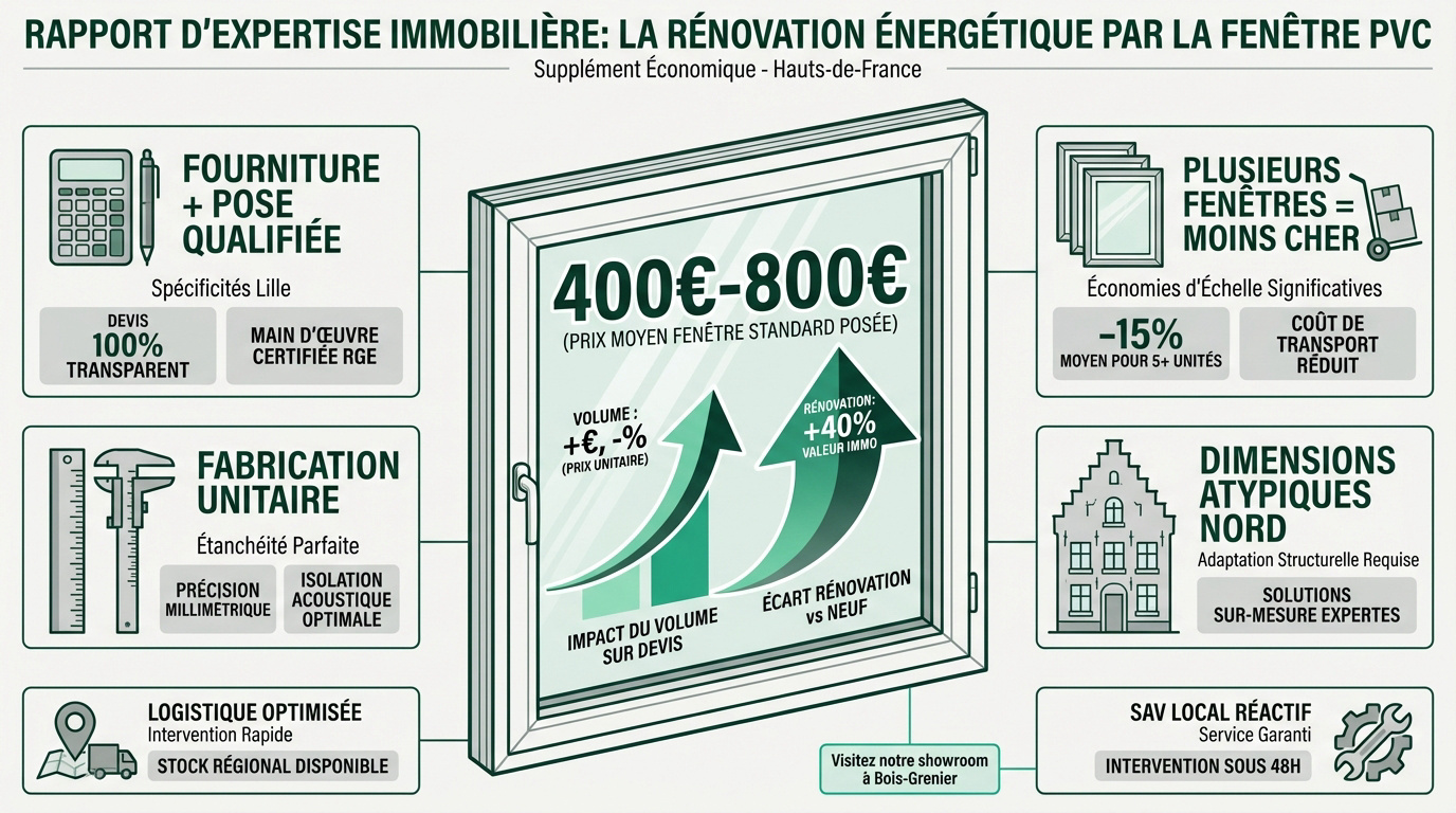 Graphique des tarifs et volumes de rénovation menuiserie PVC