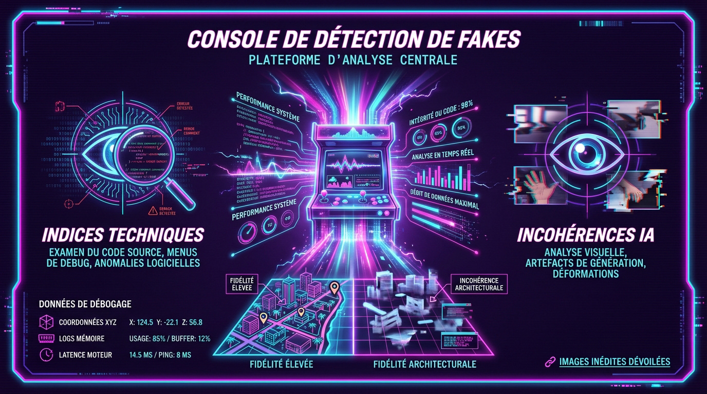 Console technique d'analyse pour détecter les fakes et les images générées par IA sur GTA 6