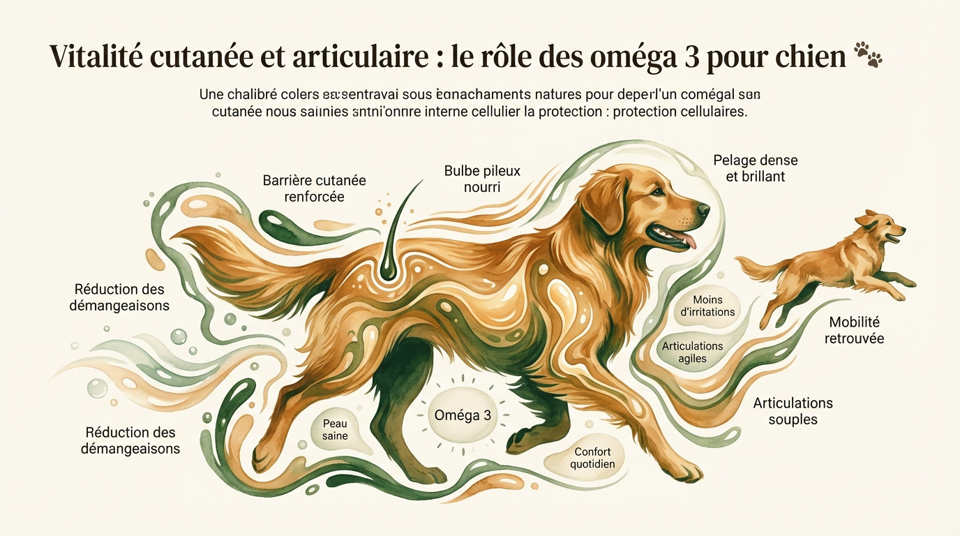 Chien en pleine santé profitant d'une peau saine et d'articulations souples