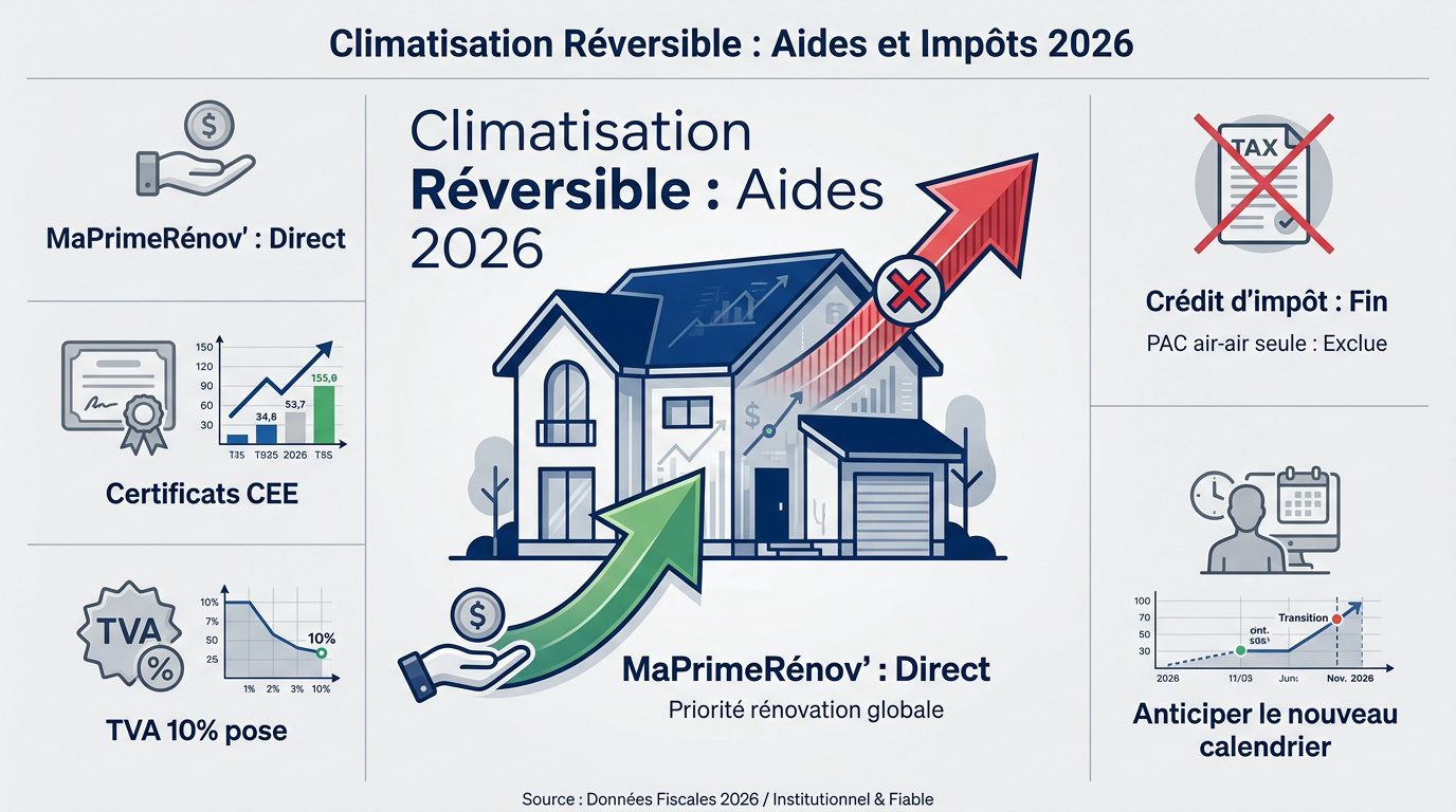 Aides financières climatisation réversible 2026