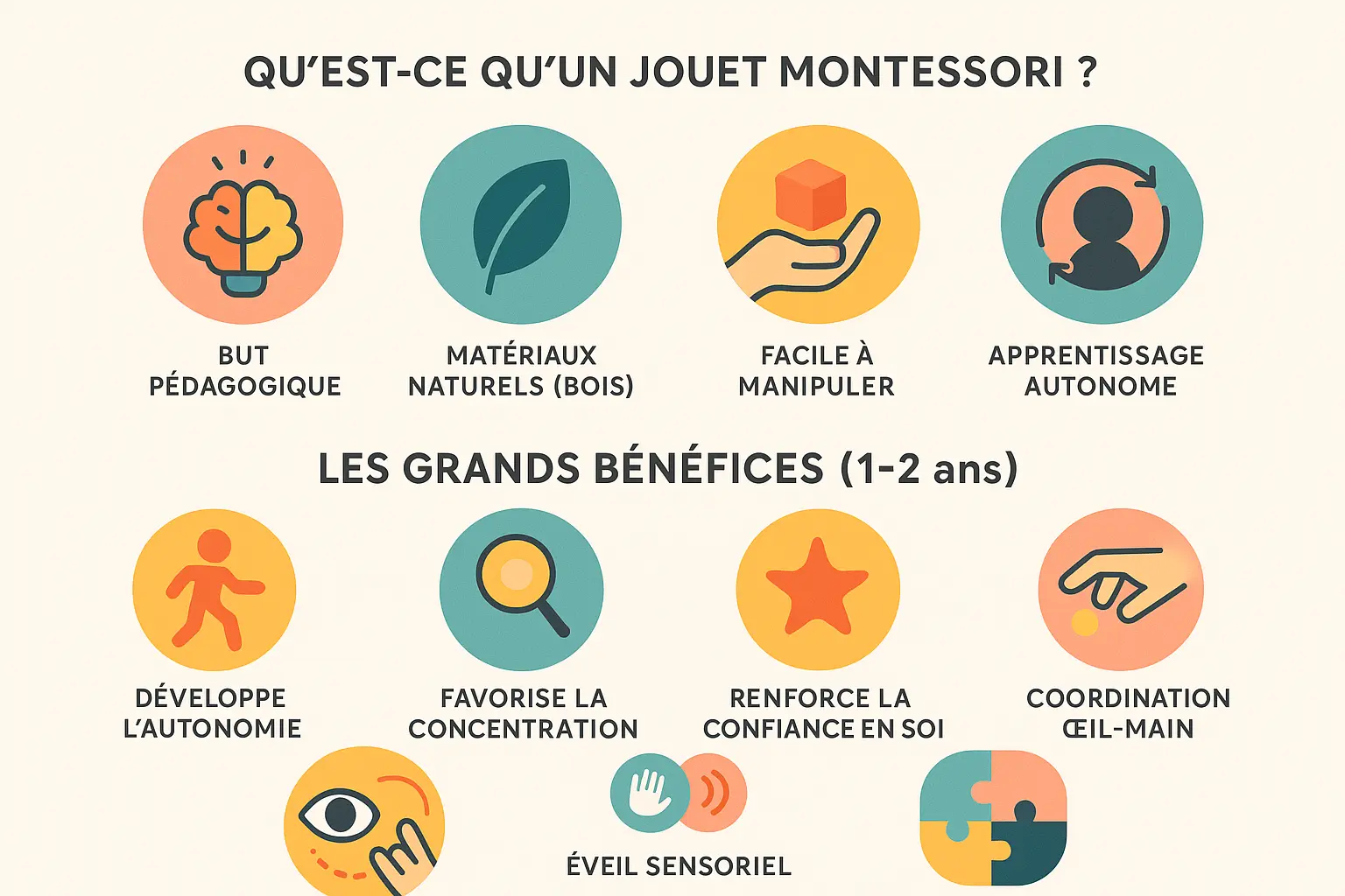 Illustration des avantages des jouets Montessori pour les 1-2 ans