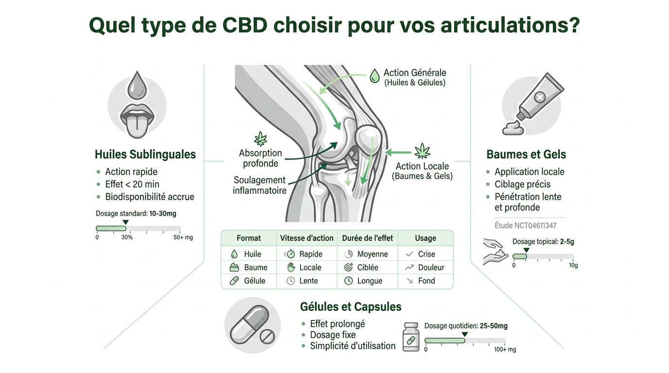 Flacon d'huile de CBD et baume topique pour le soulagement des articulations