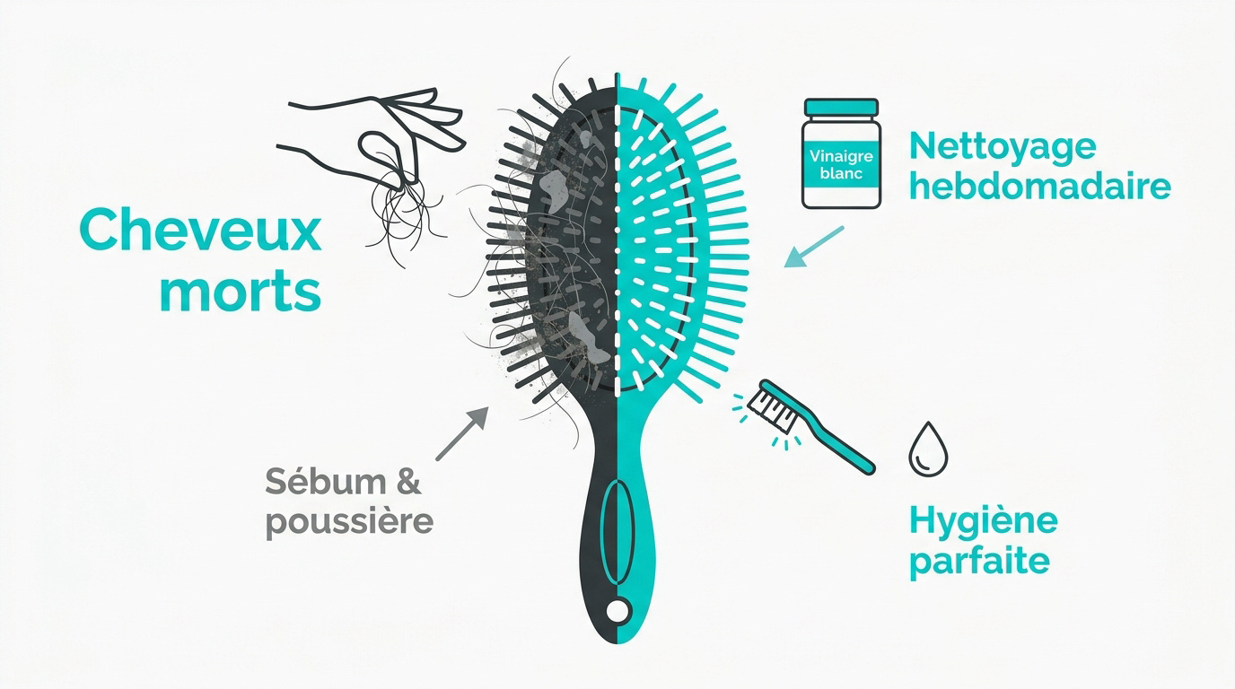 Infographie nettoyage brosse à cheveux
