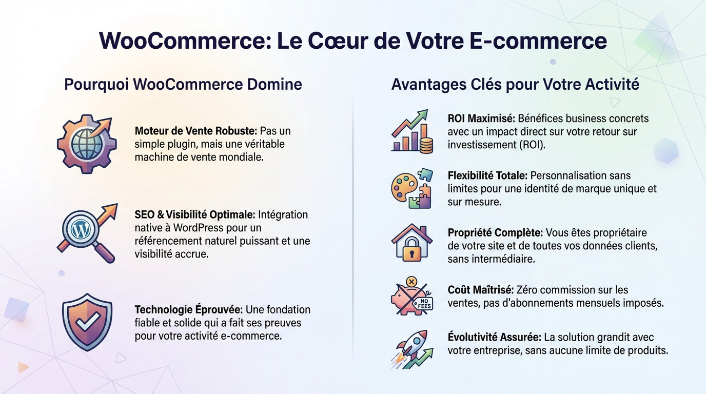 Tableau de bord WooCommerce illustrant la gestion des ventes et des commandes sur une boutique en ligne