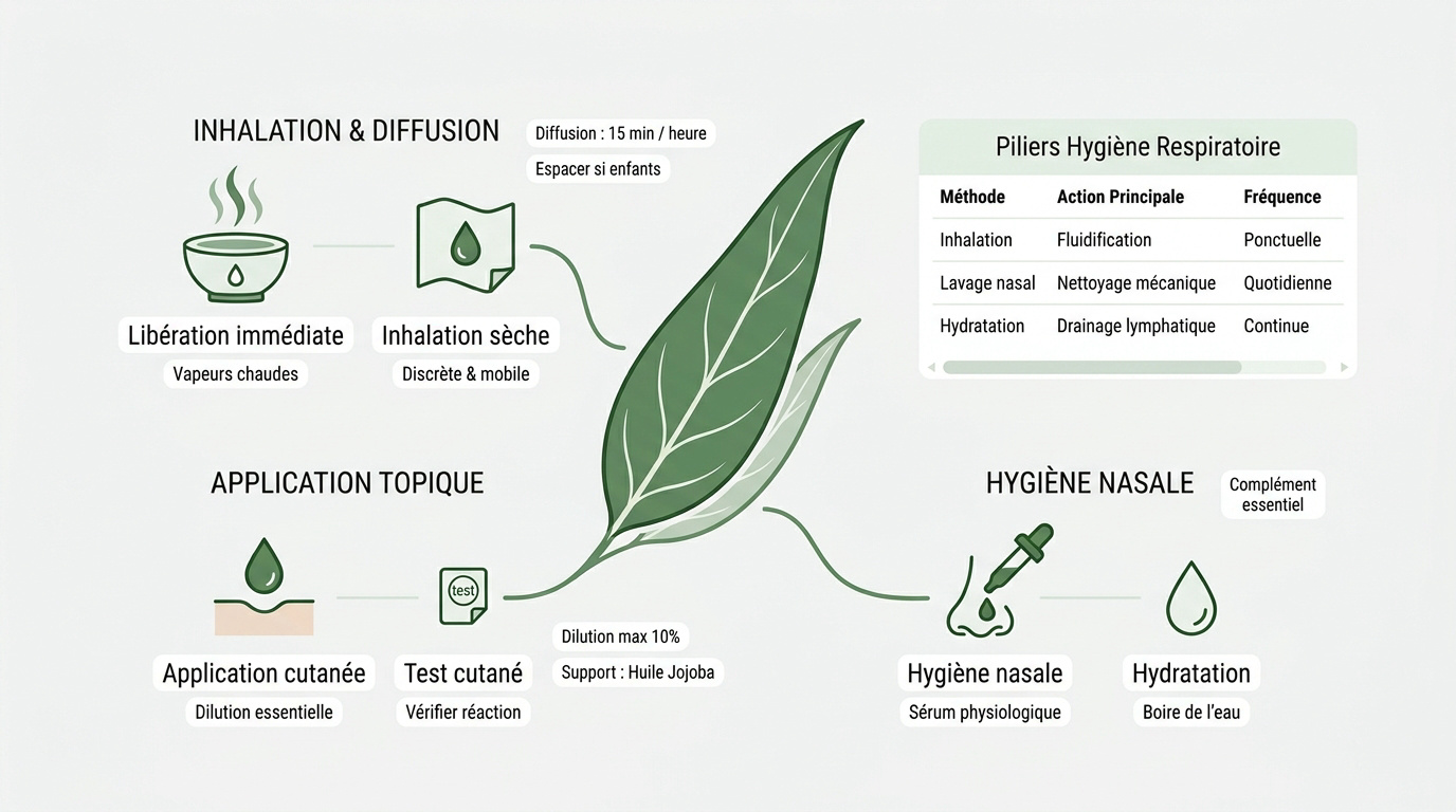 Guide to inhalation, diffusion and diluted use of eucalyptus oil