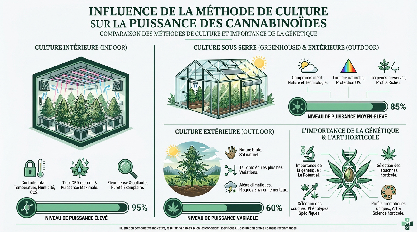 Culture de chanvre indoor optimisant la concentration en cannabinoïdes