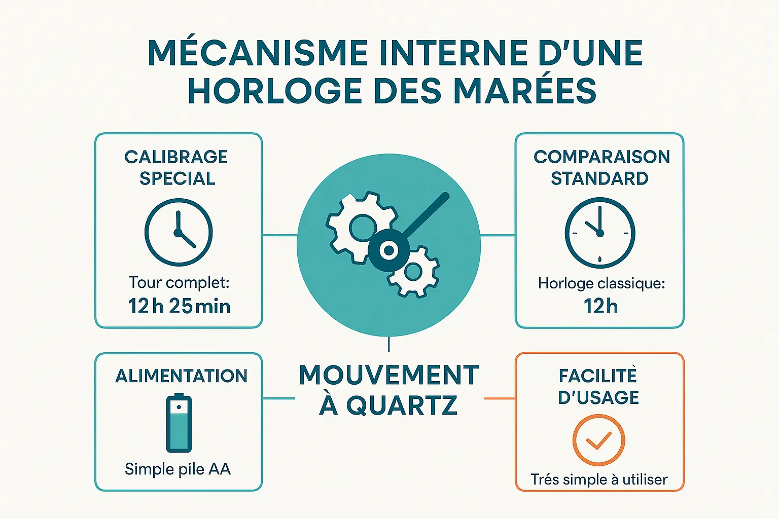 Mécanisme interne d'une horloge des marées