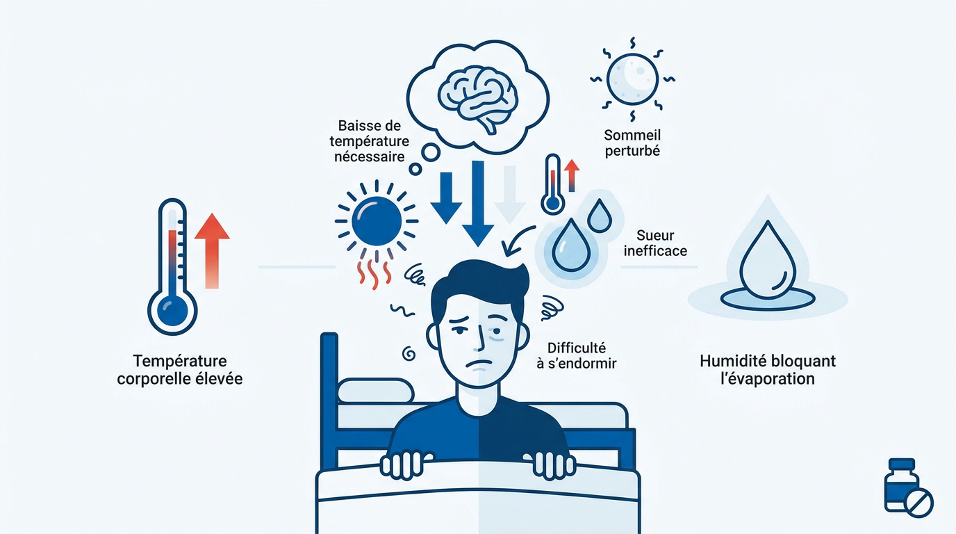 Sommeil perturbé par la chaleur et l'humidité nocturne