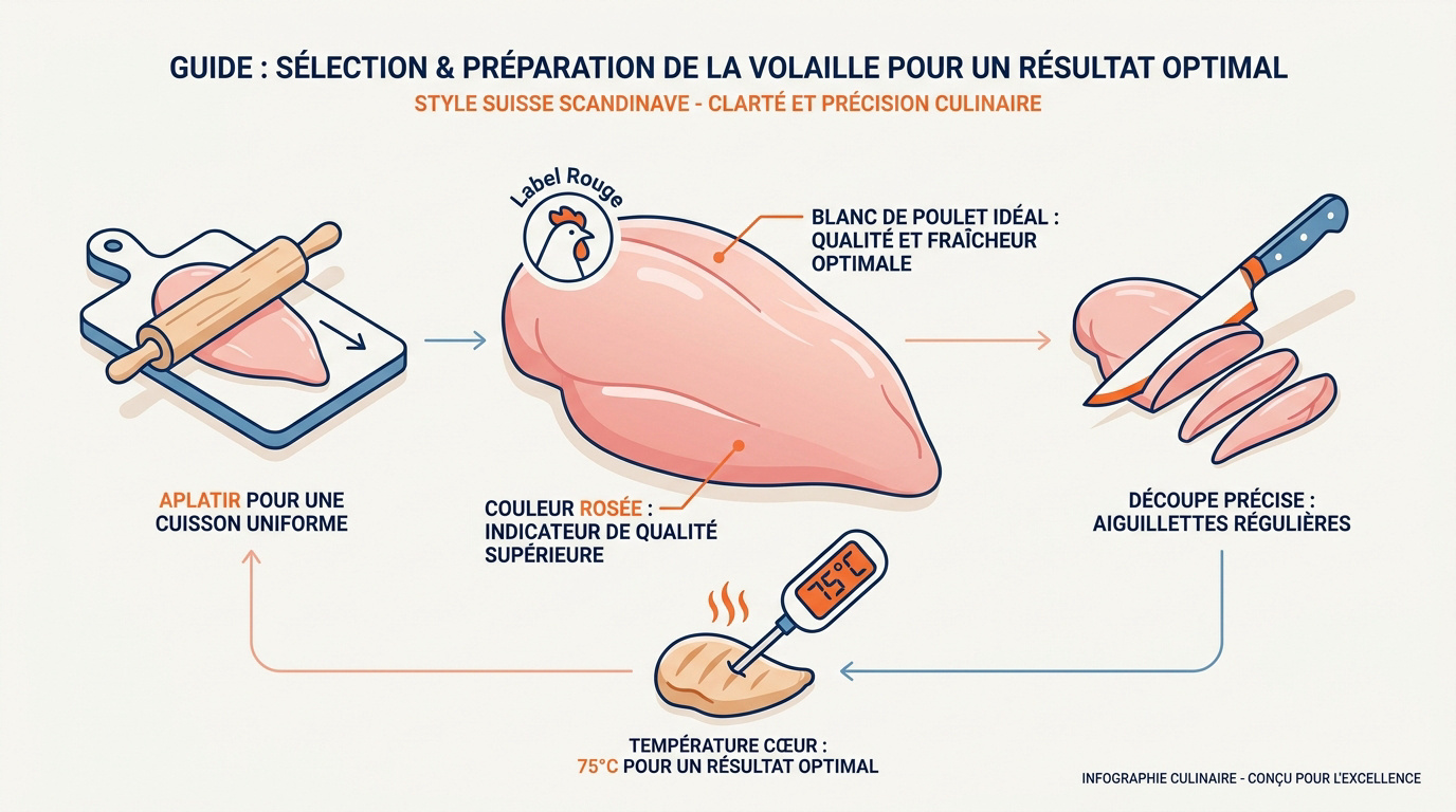 Préparation de filets de poulet frais sur une planche à découper avec herbes aromatiques