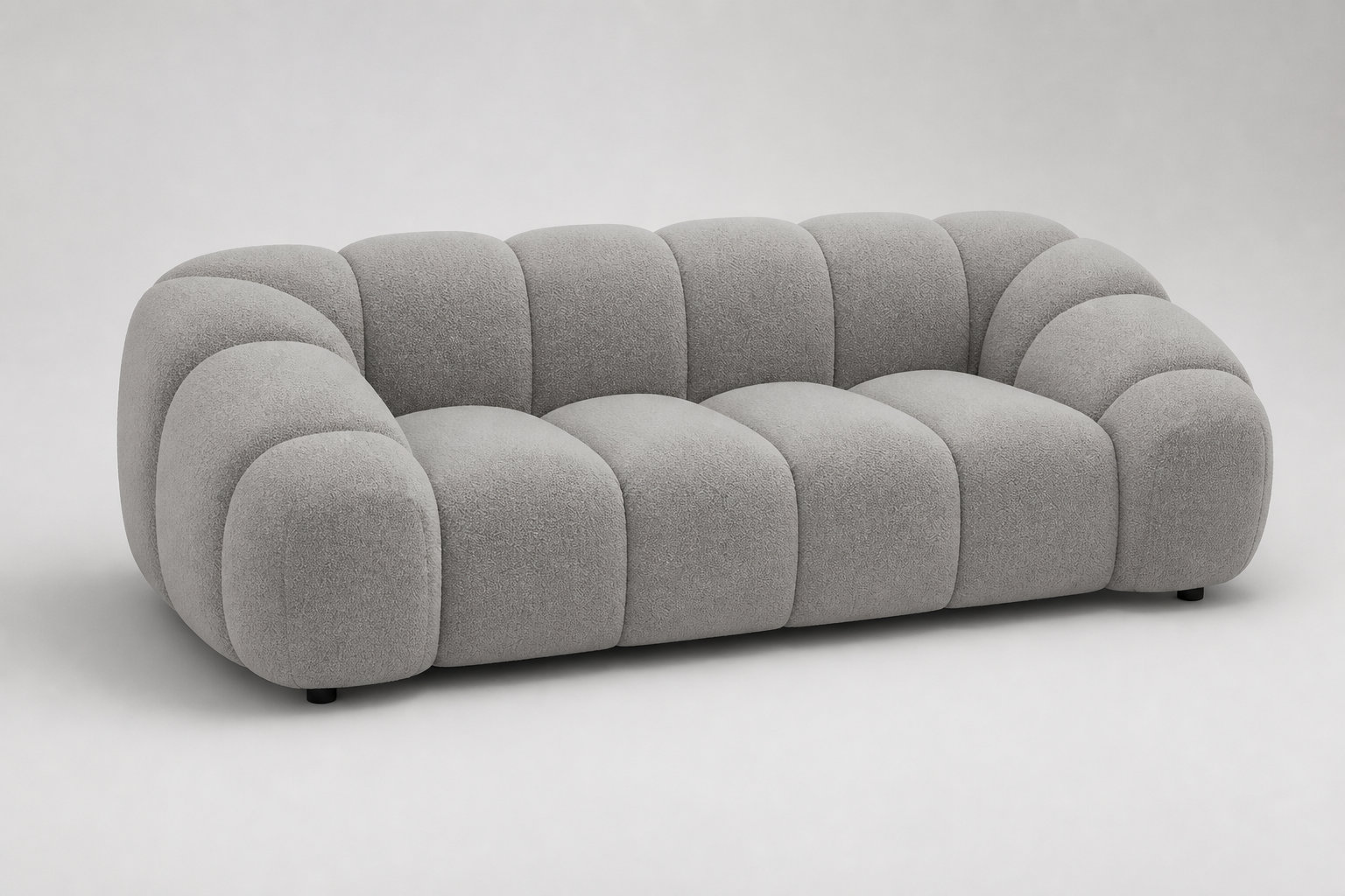 Canapé nuage 3 places en velours texturé gris clair - AVA : neutralité lumineuse