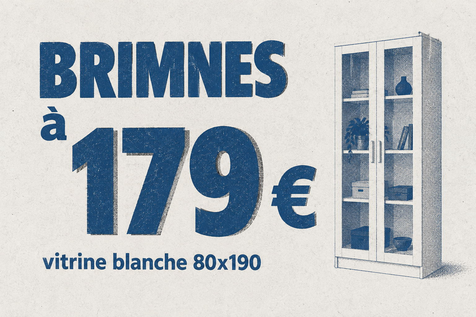Vitrine BRIMNES blanche de 80x190 cm vendue 179 €.