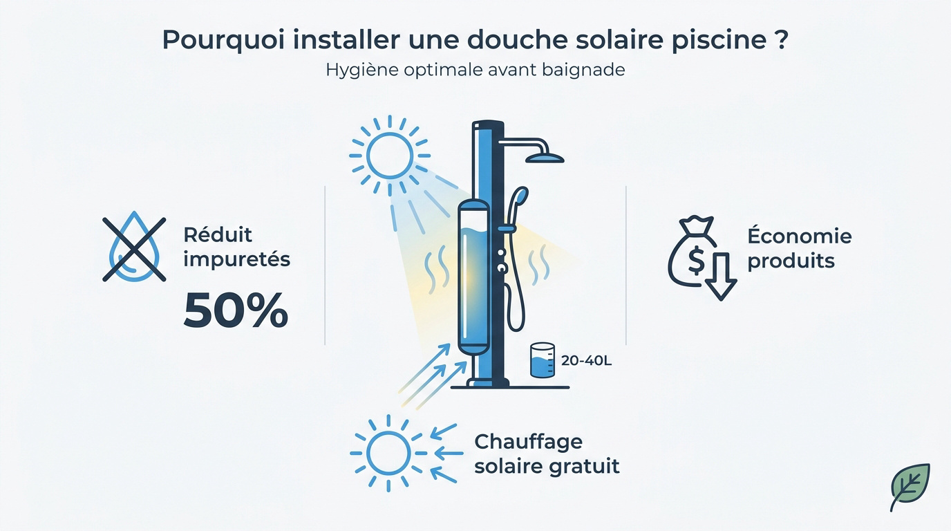 Avantages d'une douche solaire pour l'hygiène et les économies de piscine