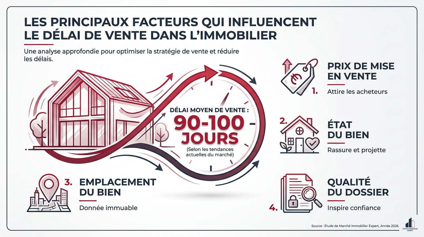 Graphique illustrant les facteurs clés impactant la durée d'une transaction immobilière