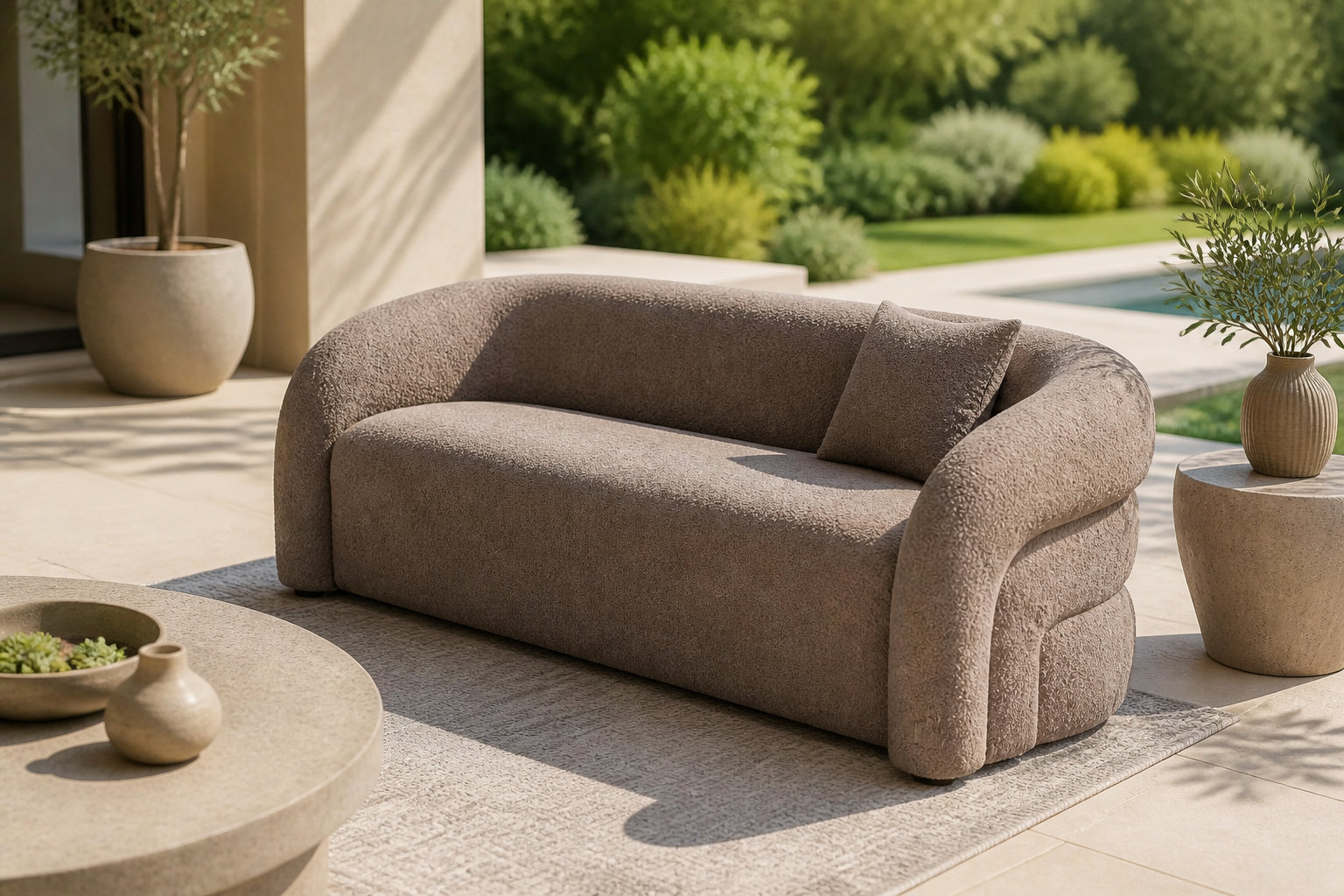 Canapé LAPIOTA taupe : le chic organique aux accents haute couture