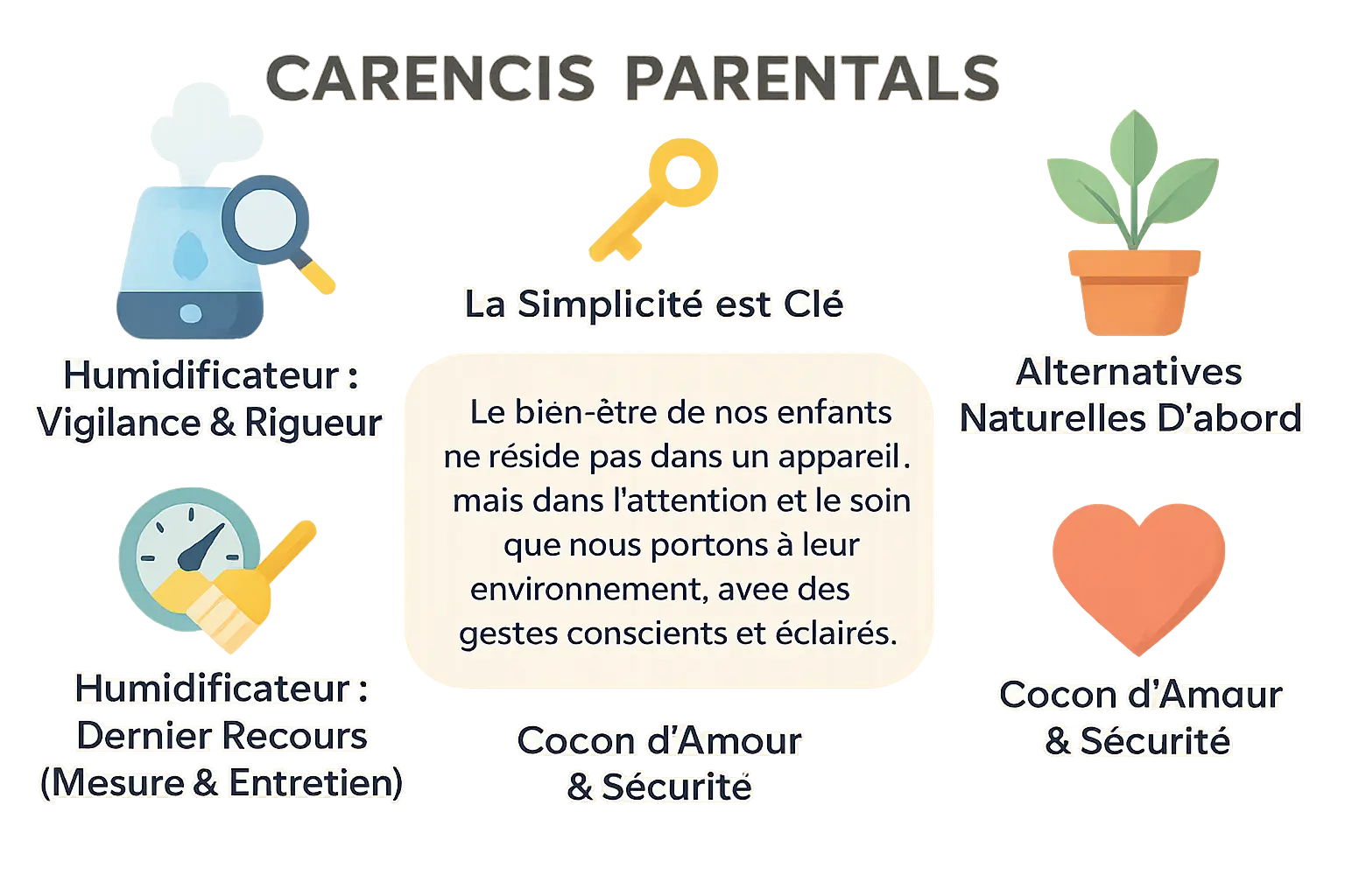 Illustration représentant un environnement apaisant pour bébé avec des éléments naturels