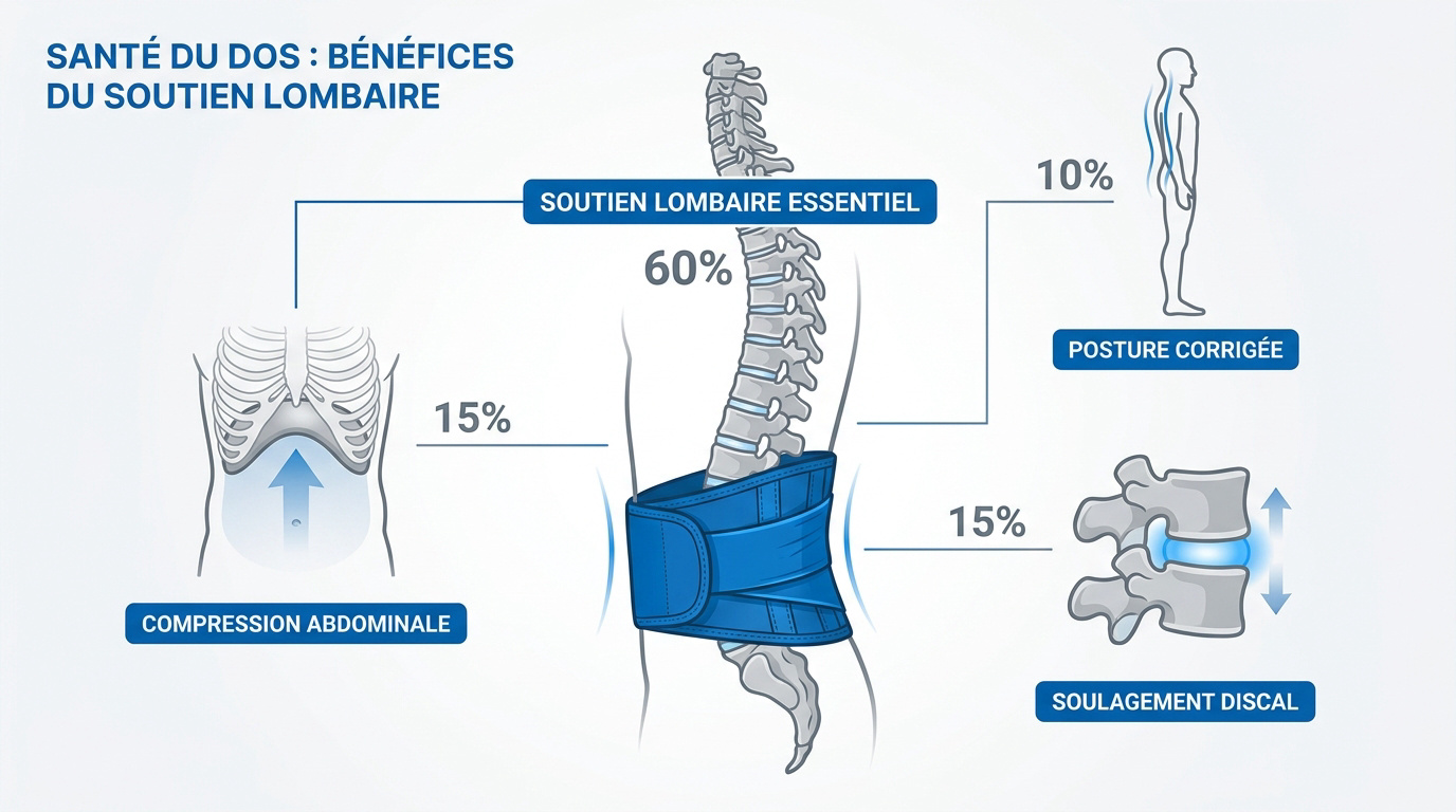 Ceinture lombaire : à quoi sert-elle et quand la porter Illustration des bienfaits d'une ceinture lombaire pour la stabilisation de la colonne vertébrale