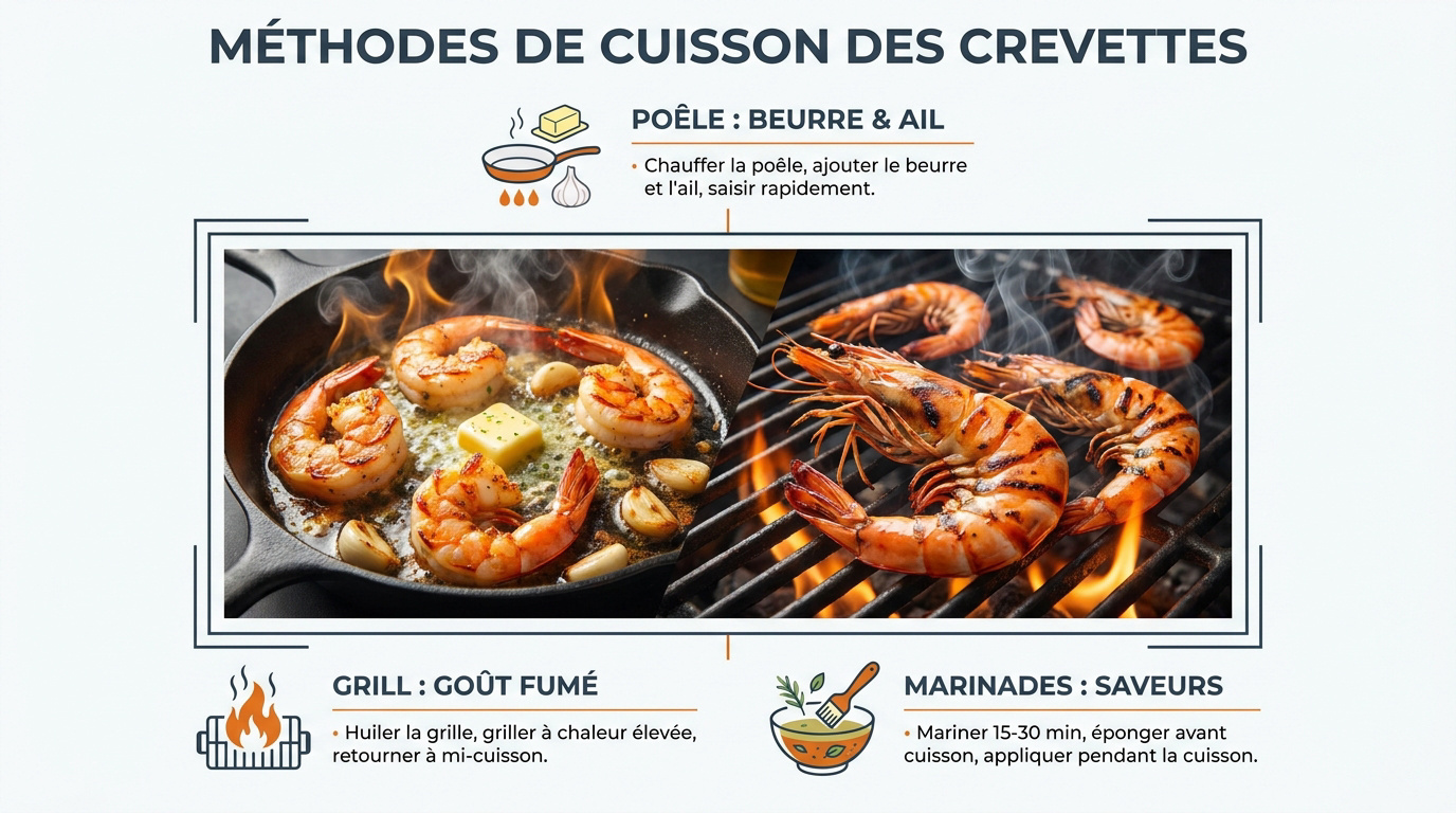 Différentes méthodes pour savoir comment cuire des crevettes selon le mode de cuisson choisi